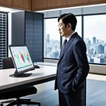 **Image Prompt:** "Strategic consultant, confident and modern, advising a Japanese CEO in a sleek office. Data visualizations with AI insights in the background, symbolizing future-forward solutions. Focus on trust and innovation."