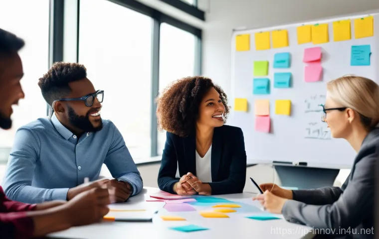 혁신경영 이론의 실무 적용 방법 - **Prompt: Cultivating Innovation and Agile Thinking in the Workplace**
    A vibrant and dynamic ima...