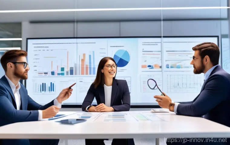 혁신경영컨설턴트와 커뮤니케이션 기술 - **Prompt: "A professional illustration of a diverse group of business professionals, including a fem...